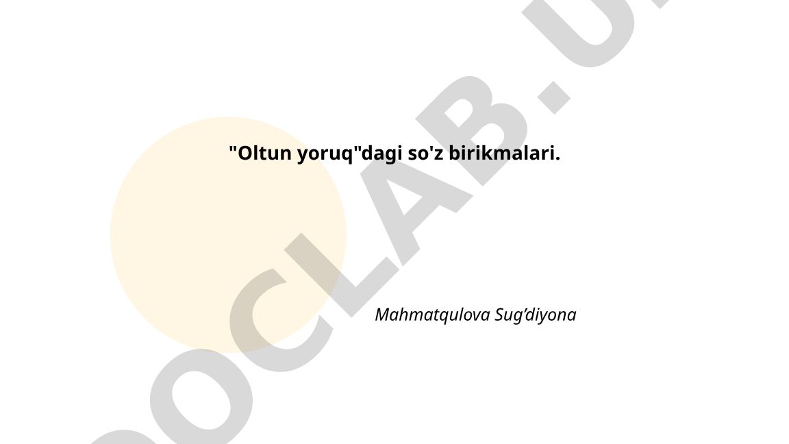 "Oltun yoruq"dagi so'z birikmalari