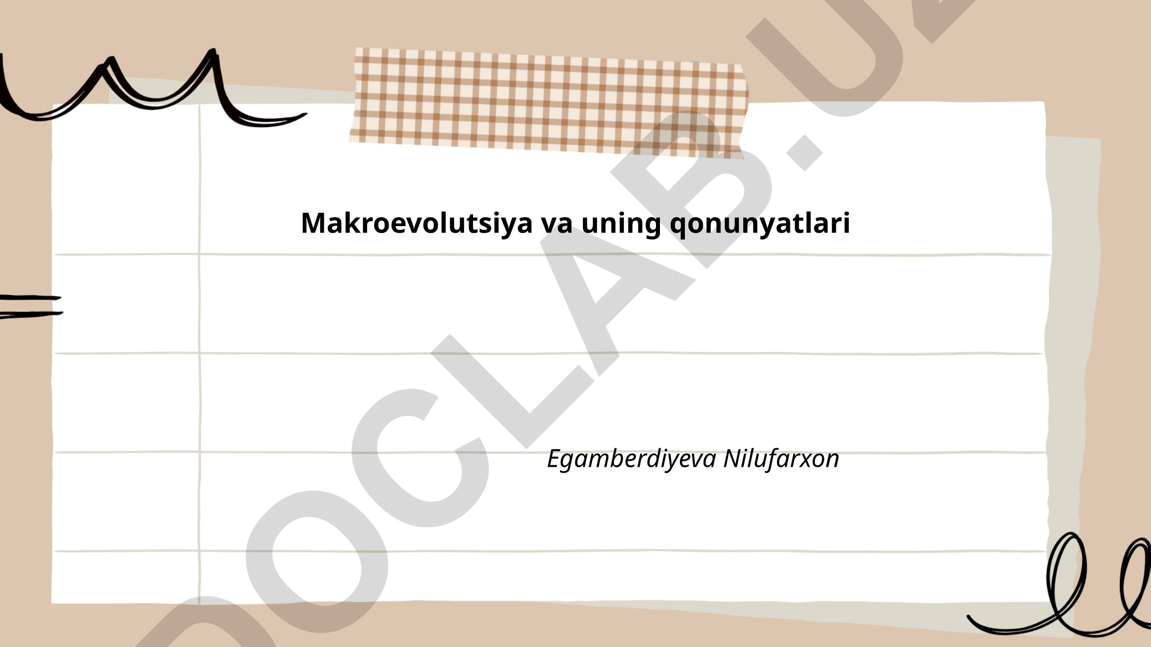 Makroevolutsiya va uning qonunyatlari