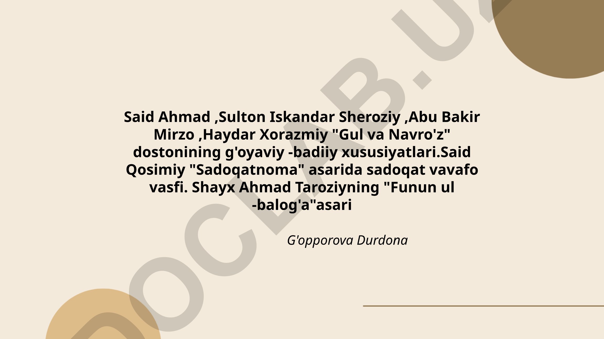 Said Ahmad, Sulton Iskandar Sheroziy, Abu Bakir Mirzo, Haydar Xorazmiyning "Gul va Navro'z" dostonining g'oyaviy-badiiy xususiyatlari