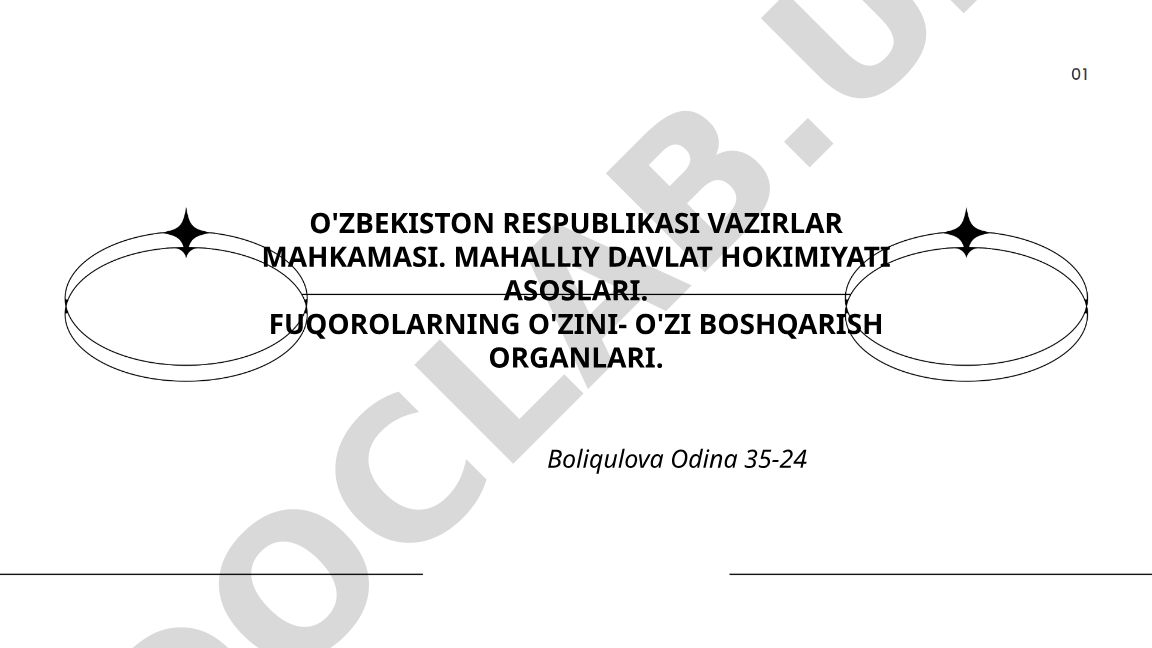 O'zbekiston Respublikasi Vazirlar Mahkamasi va mahalliy davlat hokimiyati