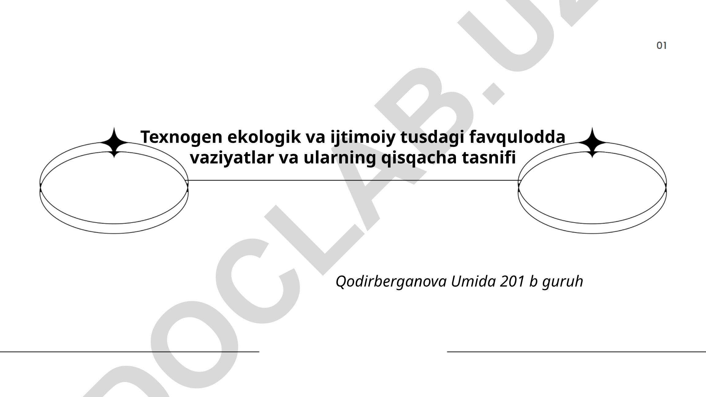 Texnogen ekologik va ijtimoiy tusdagi favqulodda vaziyatlar va ularning qisqacha tasnifi