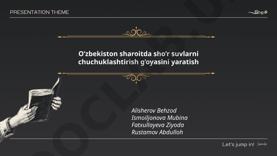 O'zbekiston sharoitida sho'r suvlarni chuchuklashtirish g'oyasi