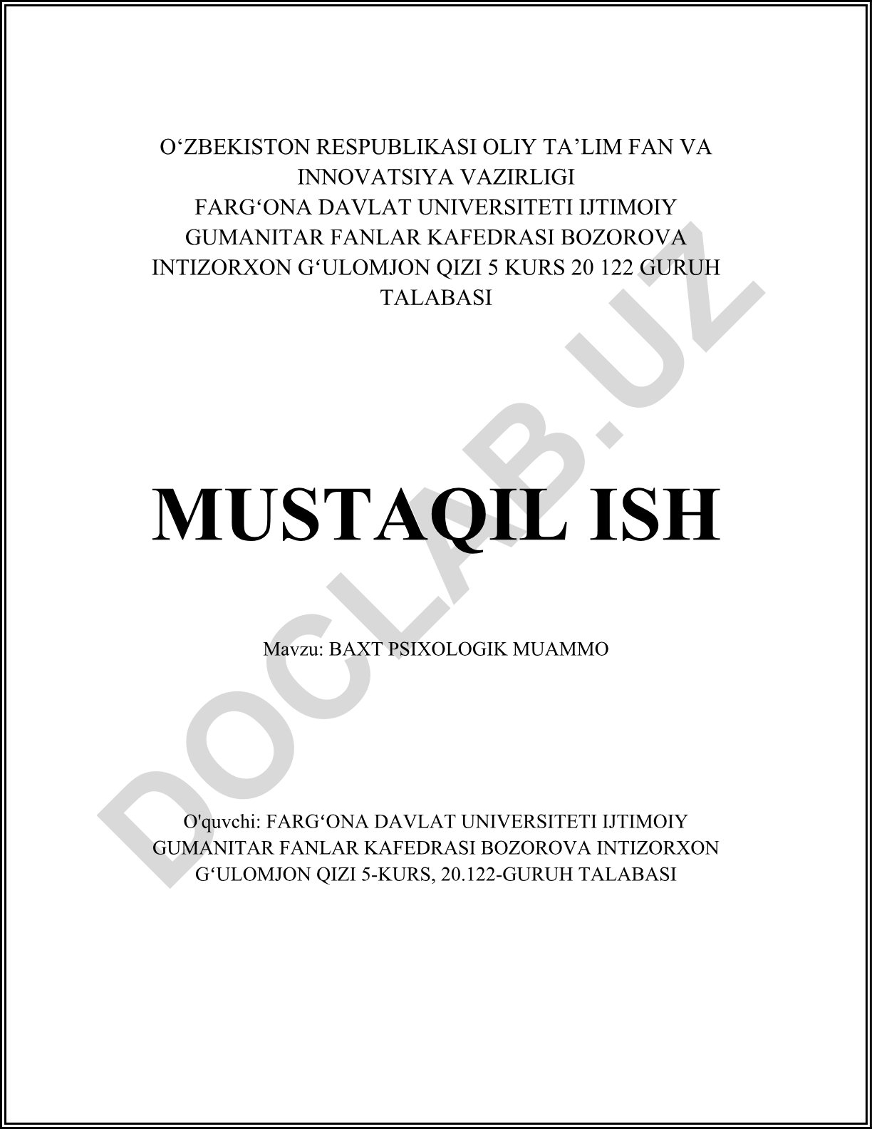 Baxt psixologik muammo