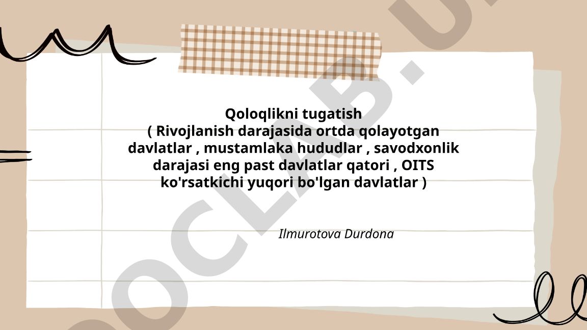 Qoloqlikni tugatish: rivojlanish darajasida ortda qolayotgan davlatlar muammolari