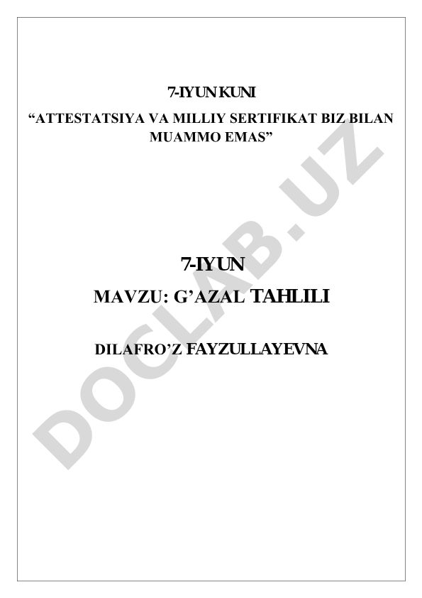 G'azal tahlili