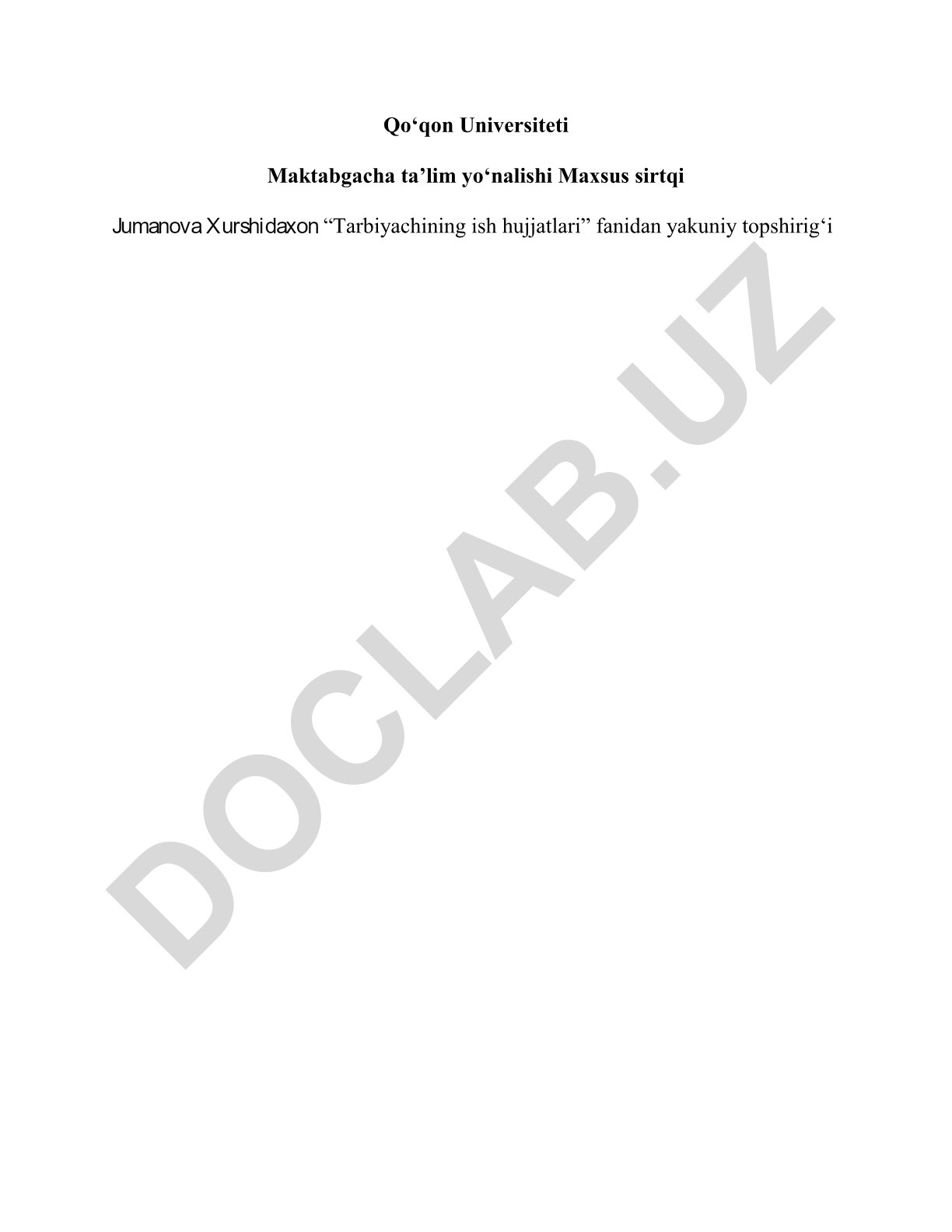 Maktabgacha ta'lim tashkilotida tarbiyachining bir ish kunini modellashtirish