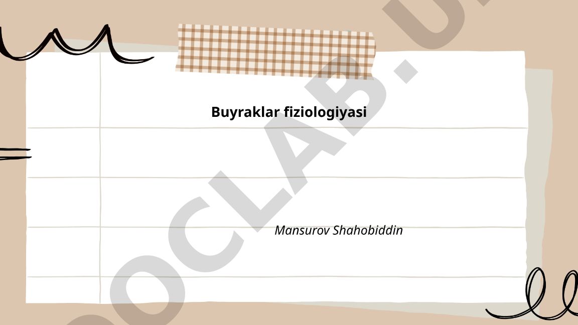 Buyraklar fiziologiyasi