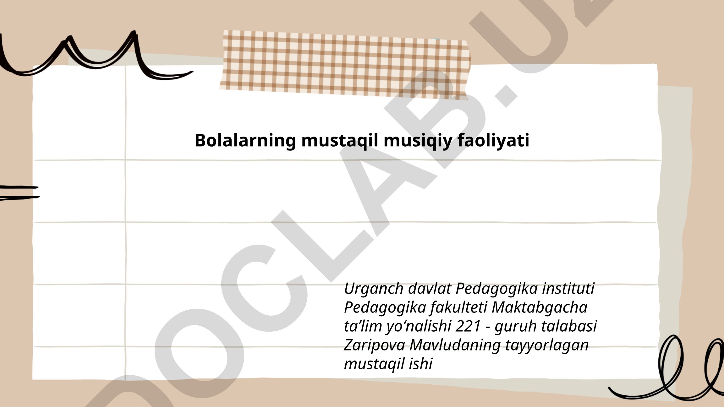 Bolalarning mustaqil musiqiy faoliyati