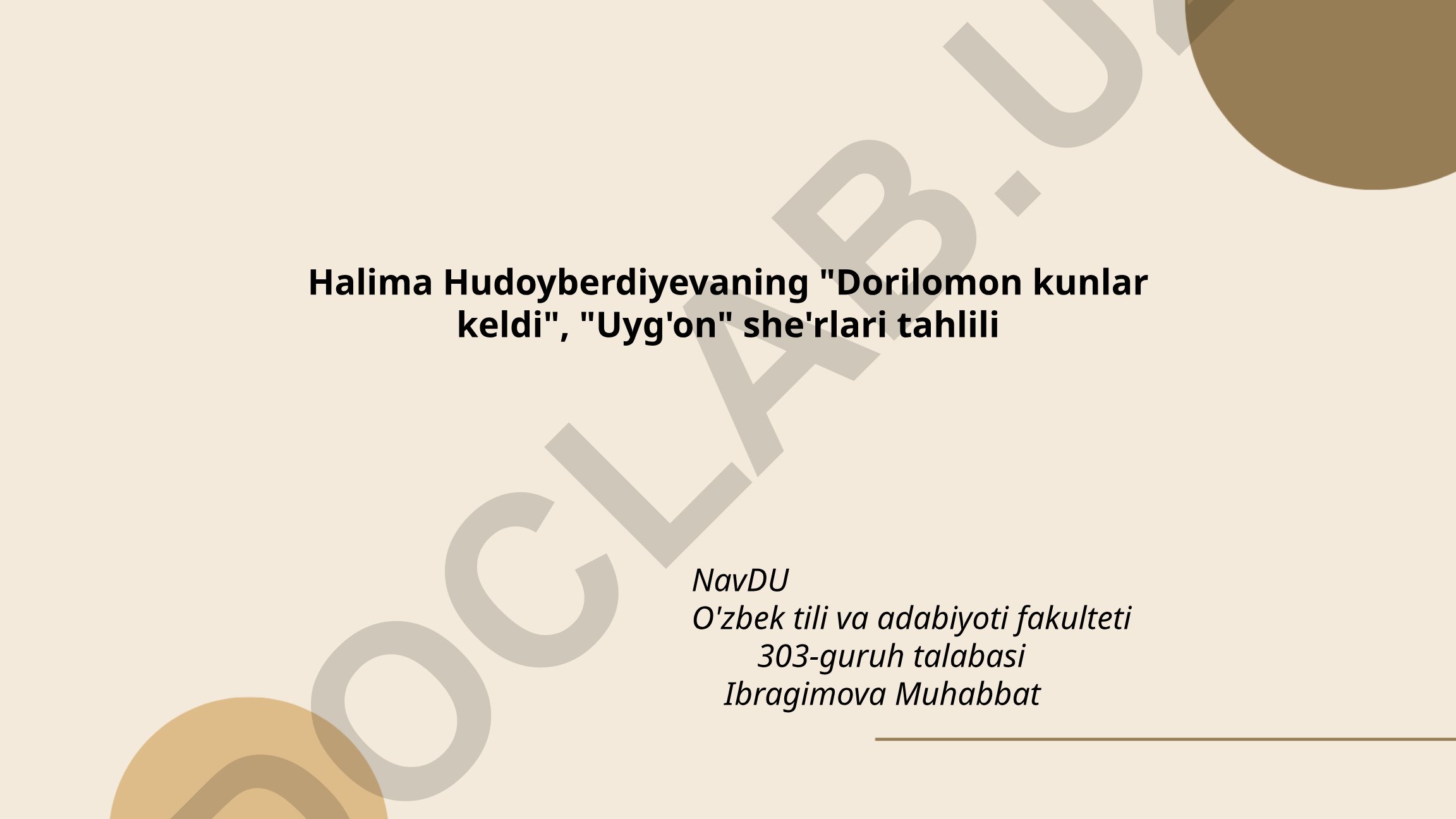 Halima Hudoyberdiyeva sheʼrlarining tahlili