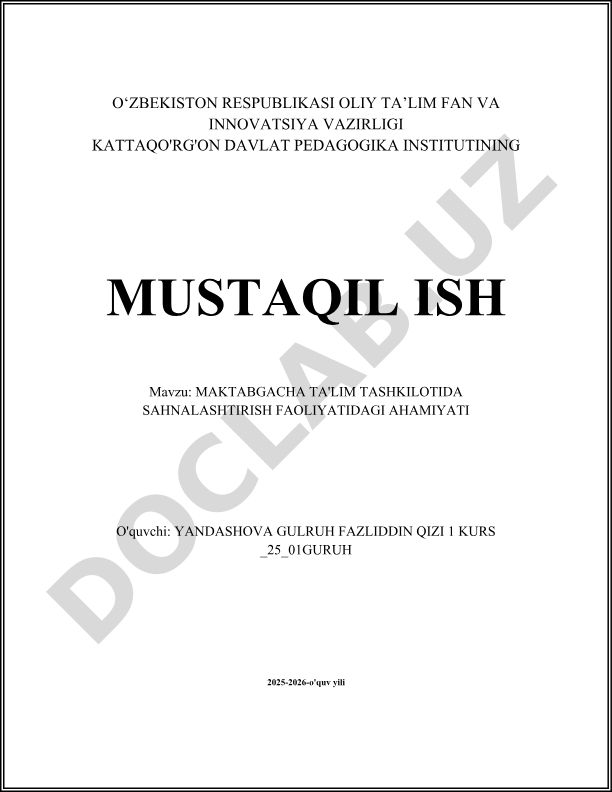 Maktabgacha ta'lim tashkilotida sahnalashtirish faoliyatidagi ahamiyati