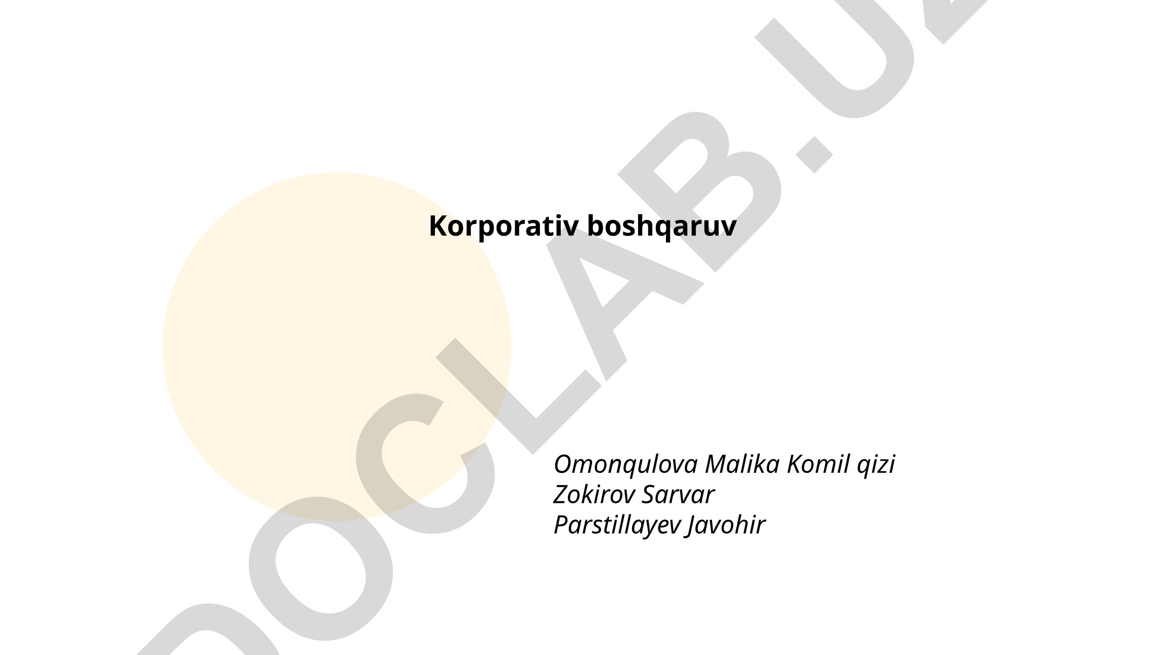 Korporativ boshqaruvning mohiyati va tamoyillari