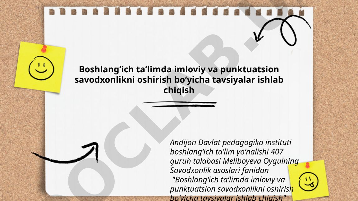 Boshlangʻich taʼlimda imloviy va punktuatsion savodxonlikni oshirish boʻyicha tavsiyalar ishlab chiqish