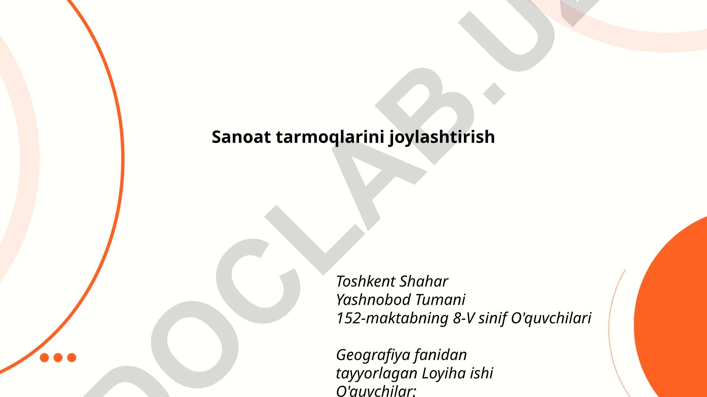 Sanoat tarmoqlarini joylashtirish