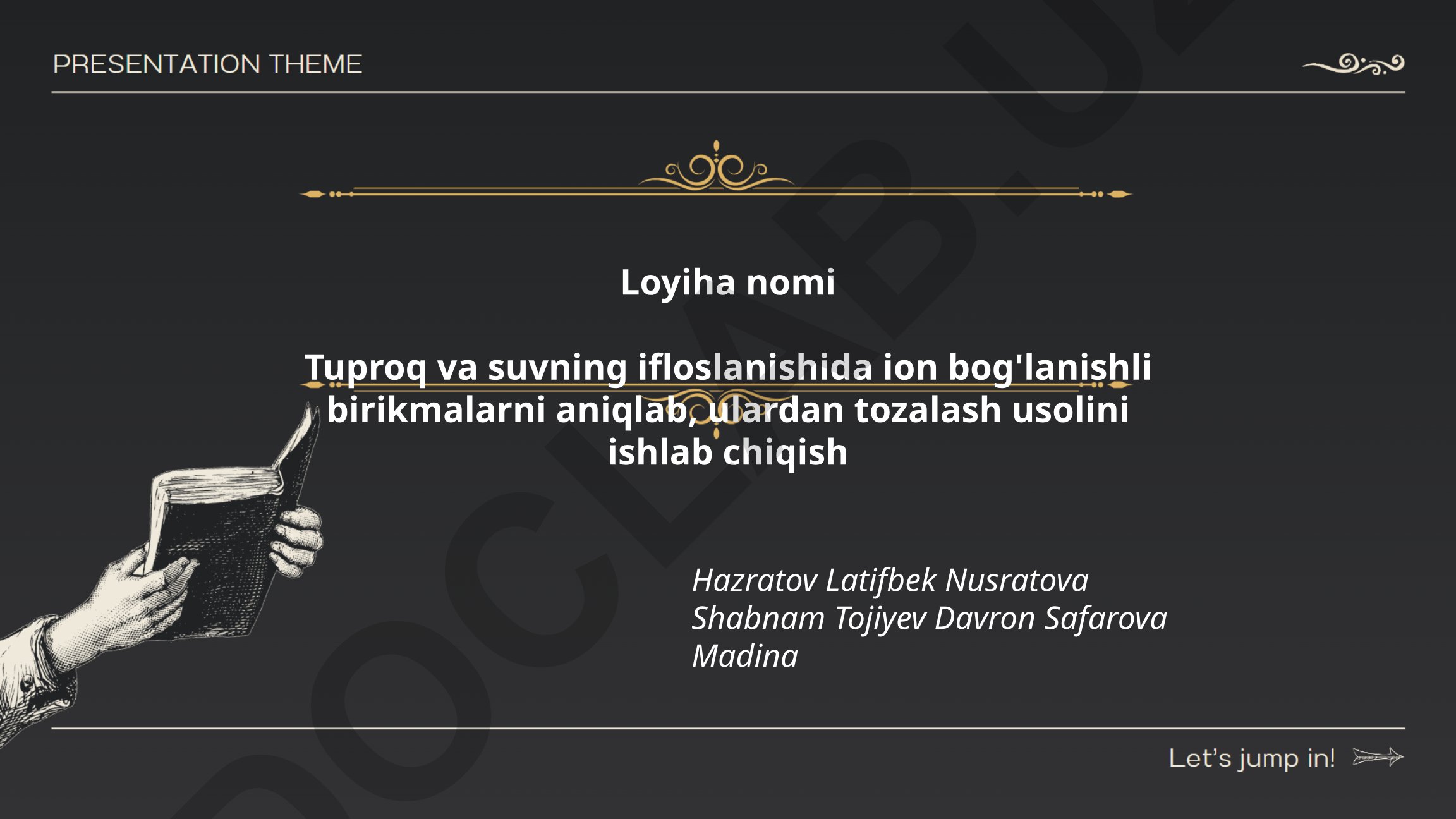 Tuproq va suvning ifloslanishida ion bog'lanishli birikmalarni aniqlash va tozalash usuli