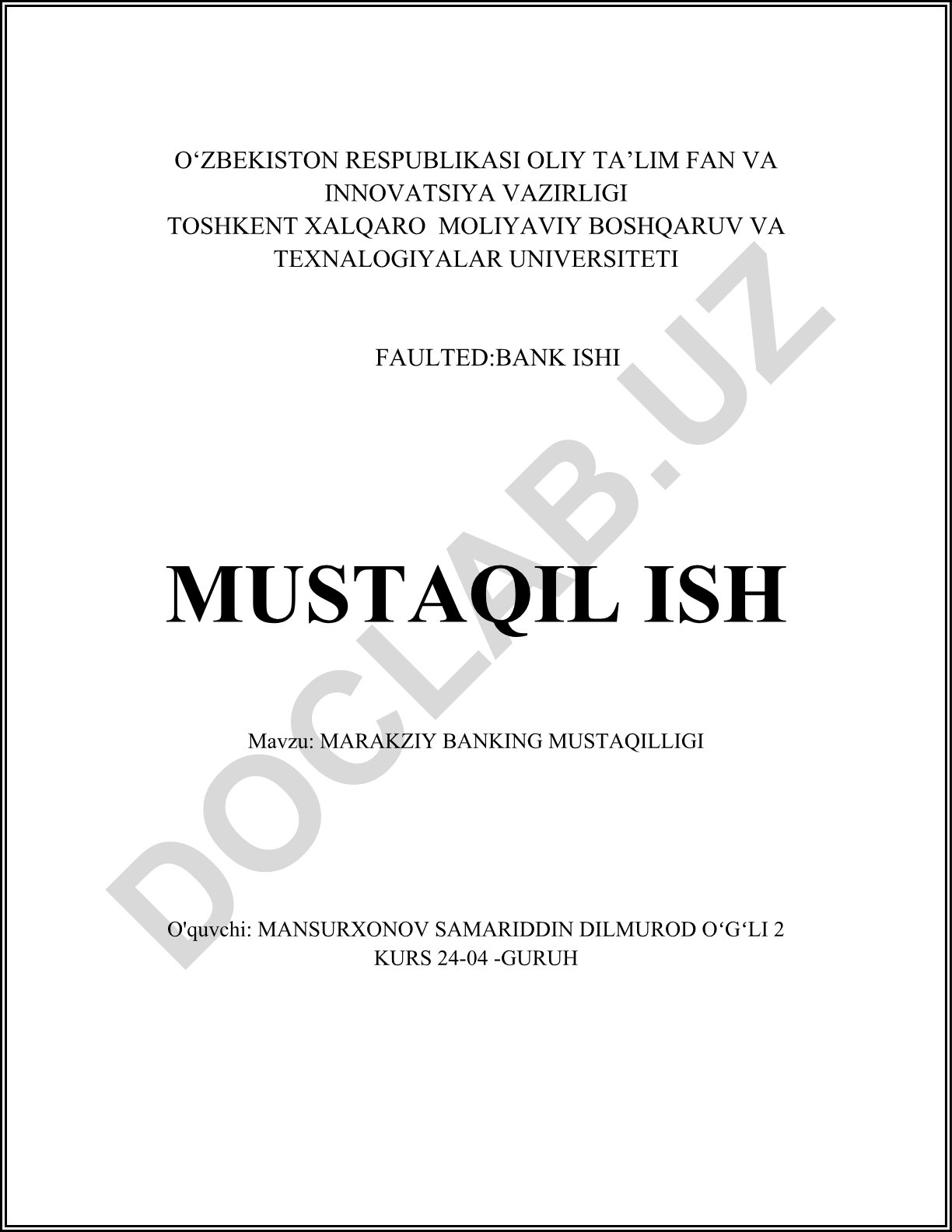 Markaziy bank mustaqilligi