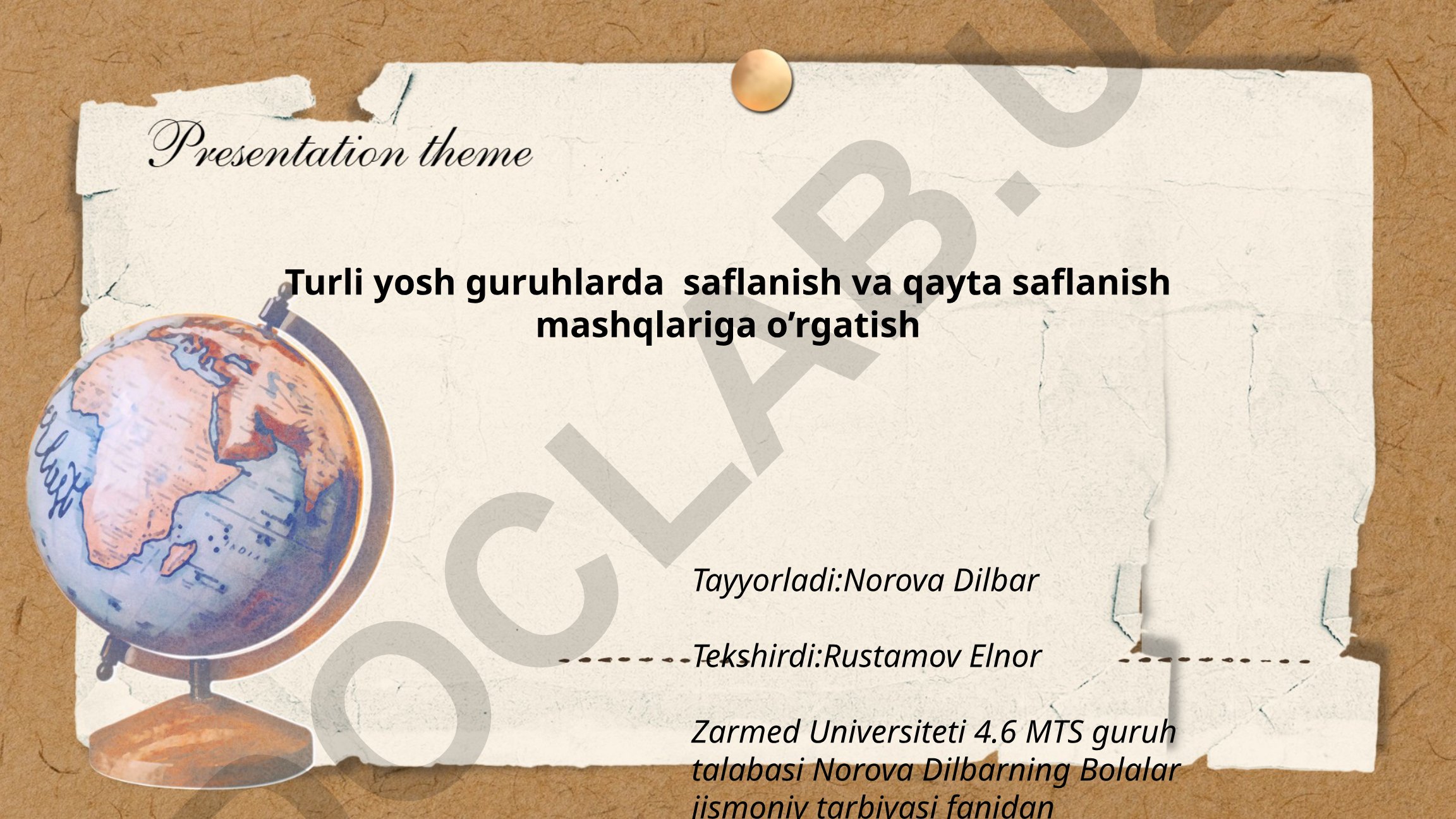 Turli yosh guruhlarda saflanish va qayta saflanish mashqlariga o'rgatish