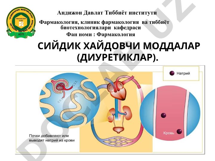 Сийдик ҳайдовчи моддалар (диуретиклар) ва диурезни бошқариш