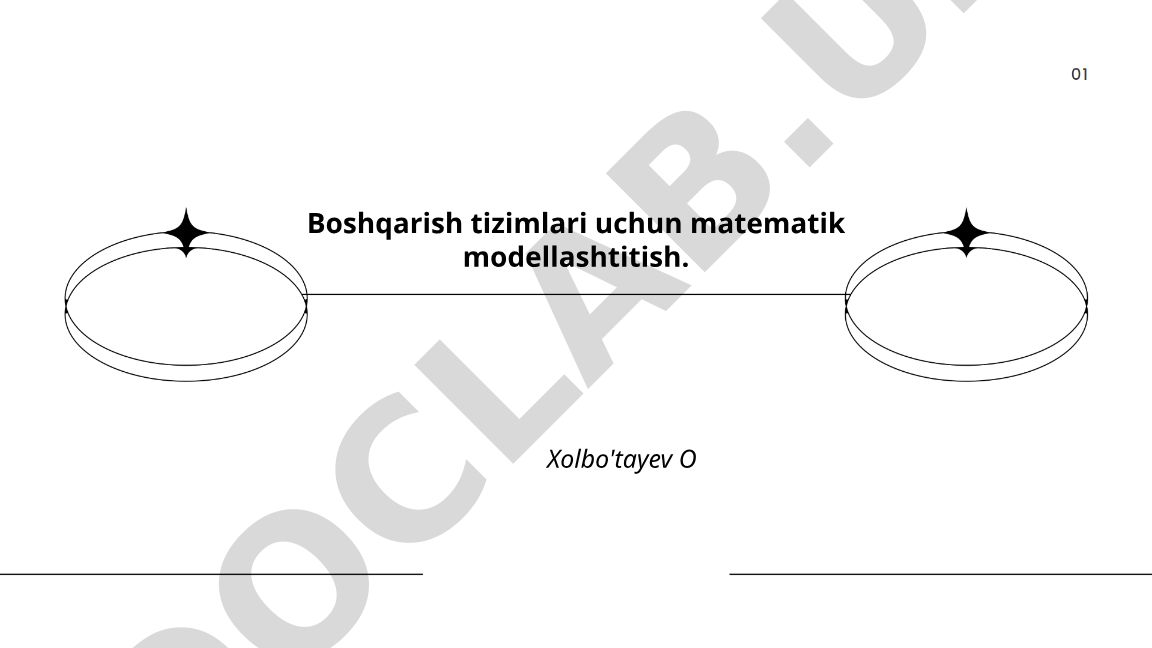 Boshqarish tizimlari uchun matematik modellashtirish