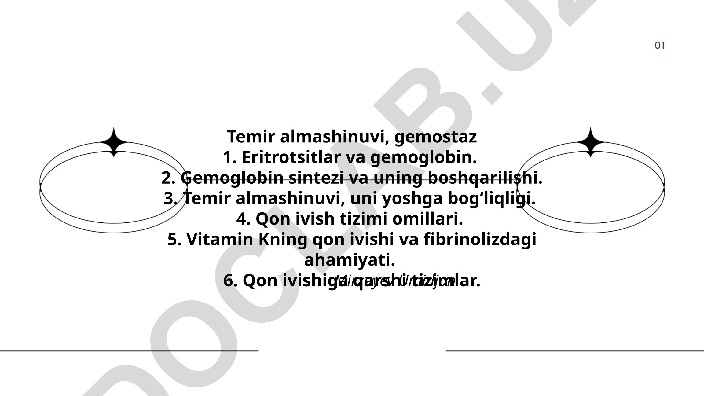 Temir almashinuvi va gemostaz