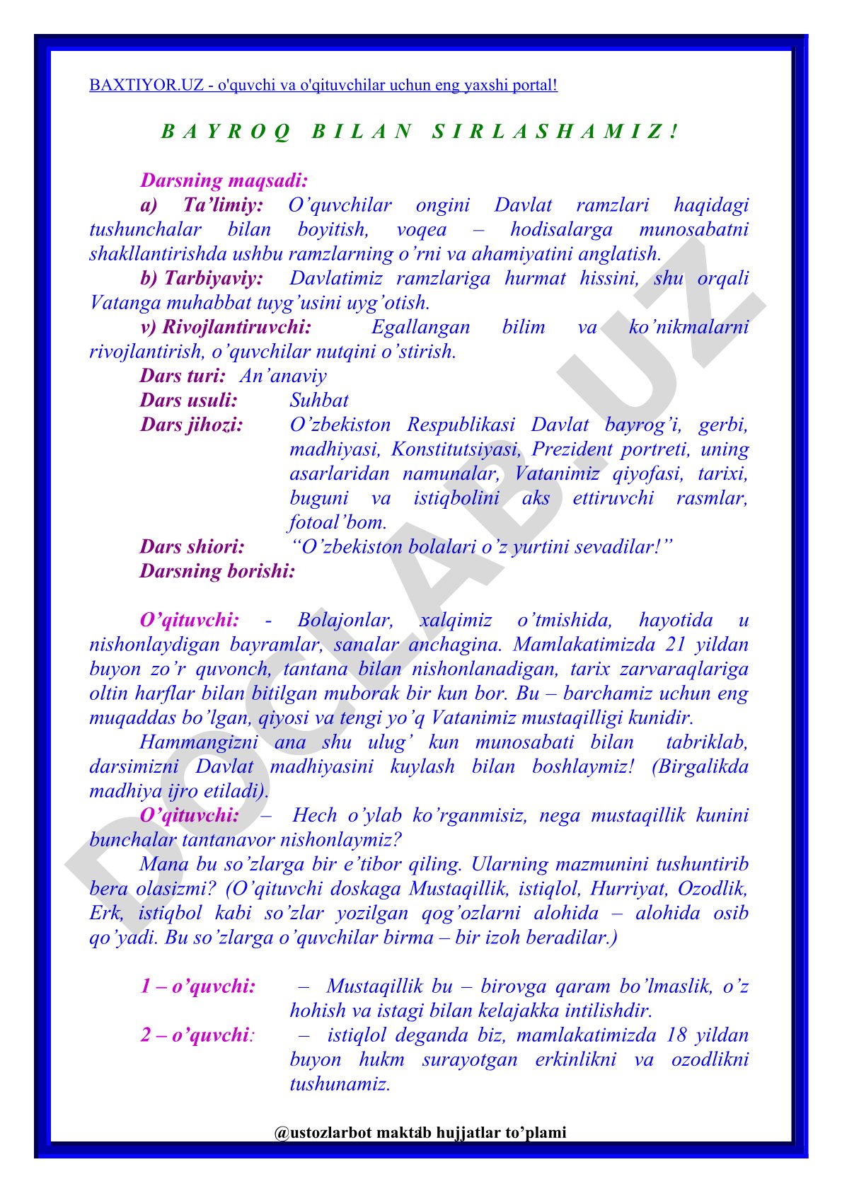 Bayroq bilan sirlashamiz