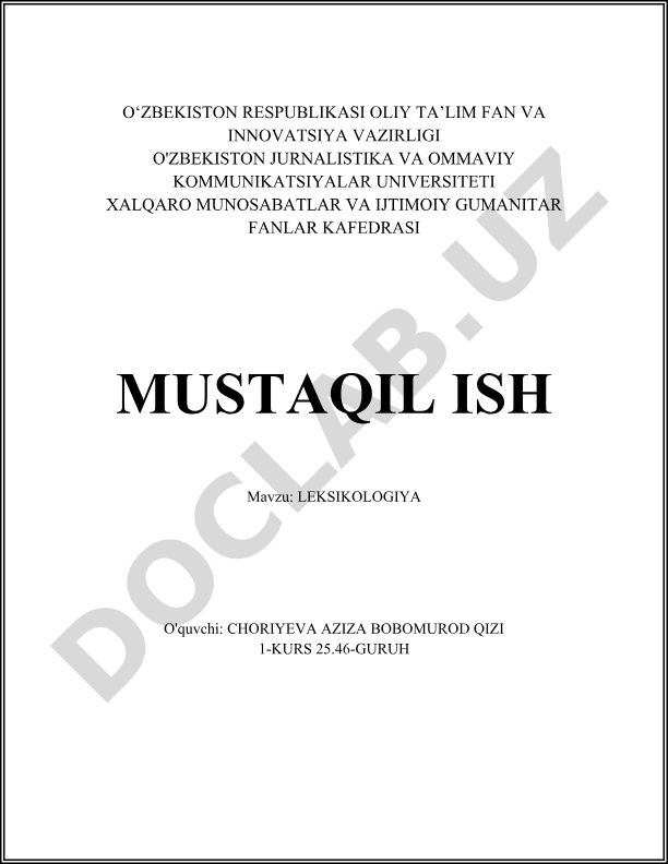Leksikologiya