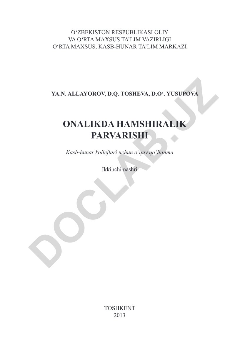 Onalikda hamshiralik parvarishi