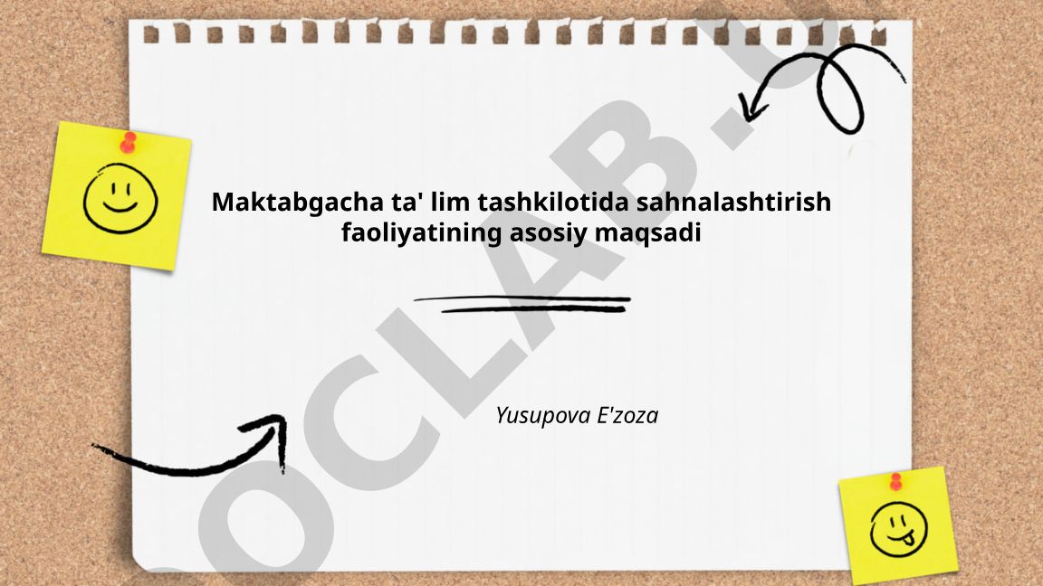 Maktabgacha ta'lim tashkilotida sahnalashtirish faoliyatining asosiy maqsadi