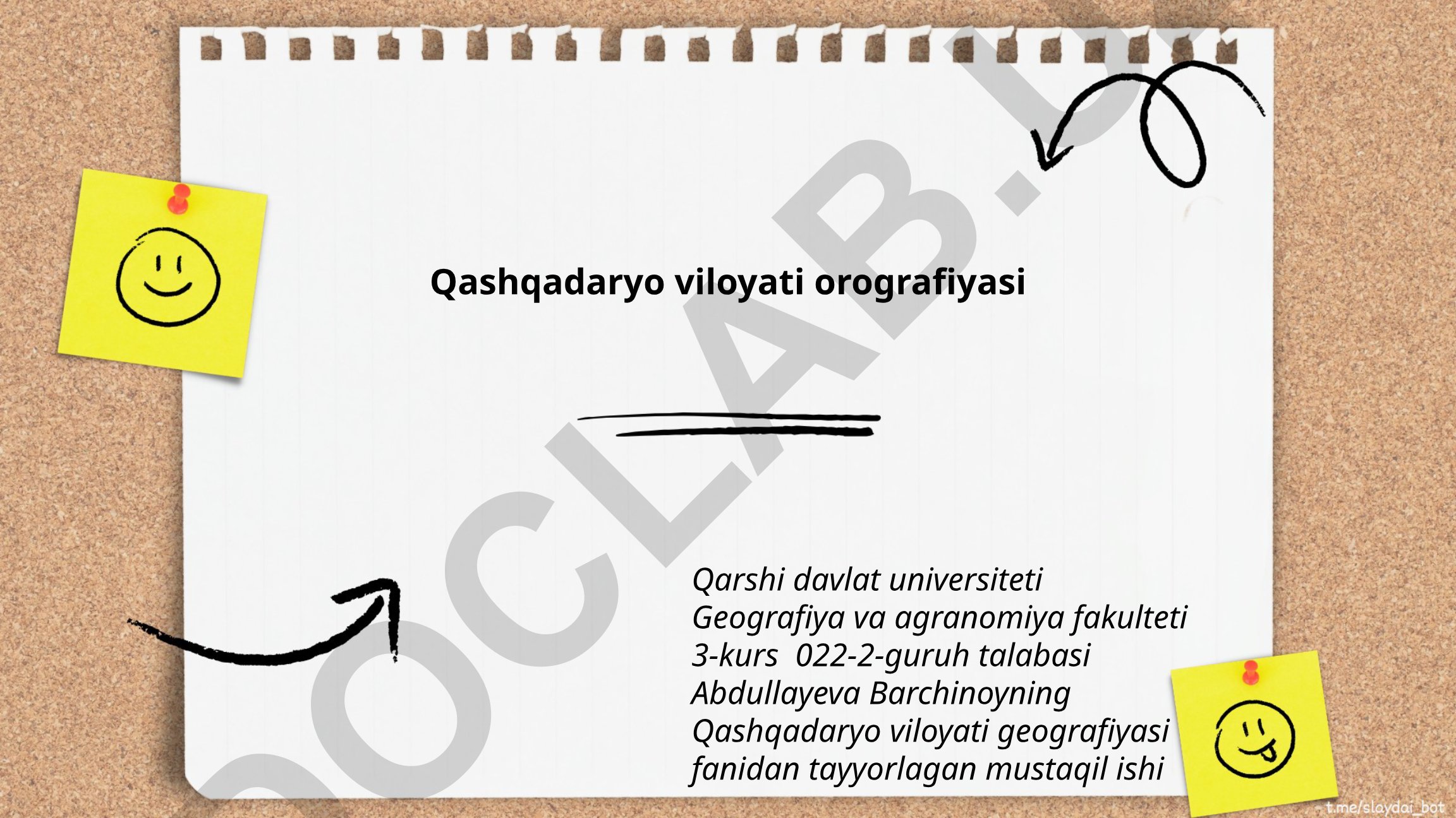 Qashqadaryo viloyati orografiyasi