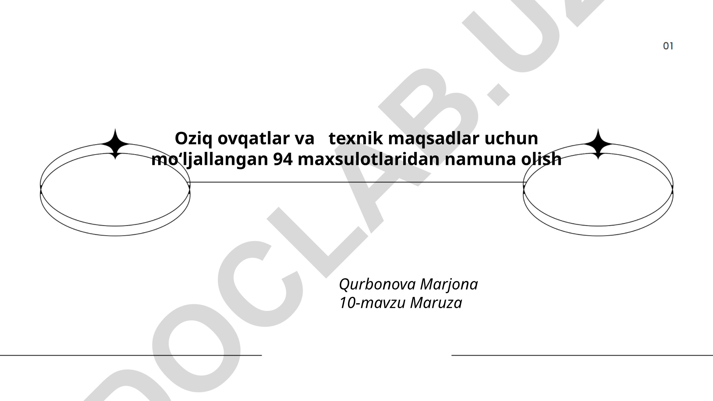 Oziq-ovqat va texnik mahsulotlardan namuna olish