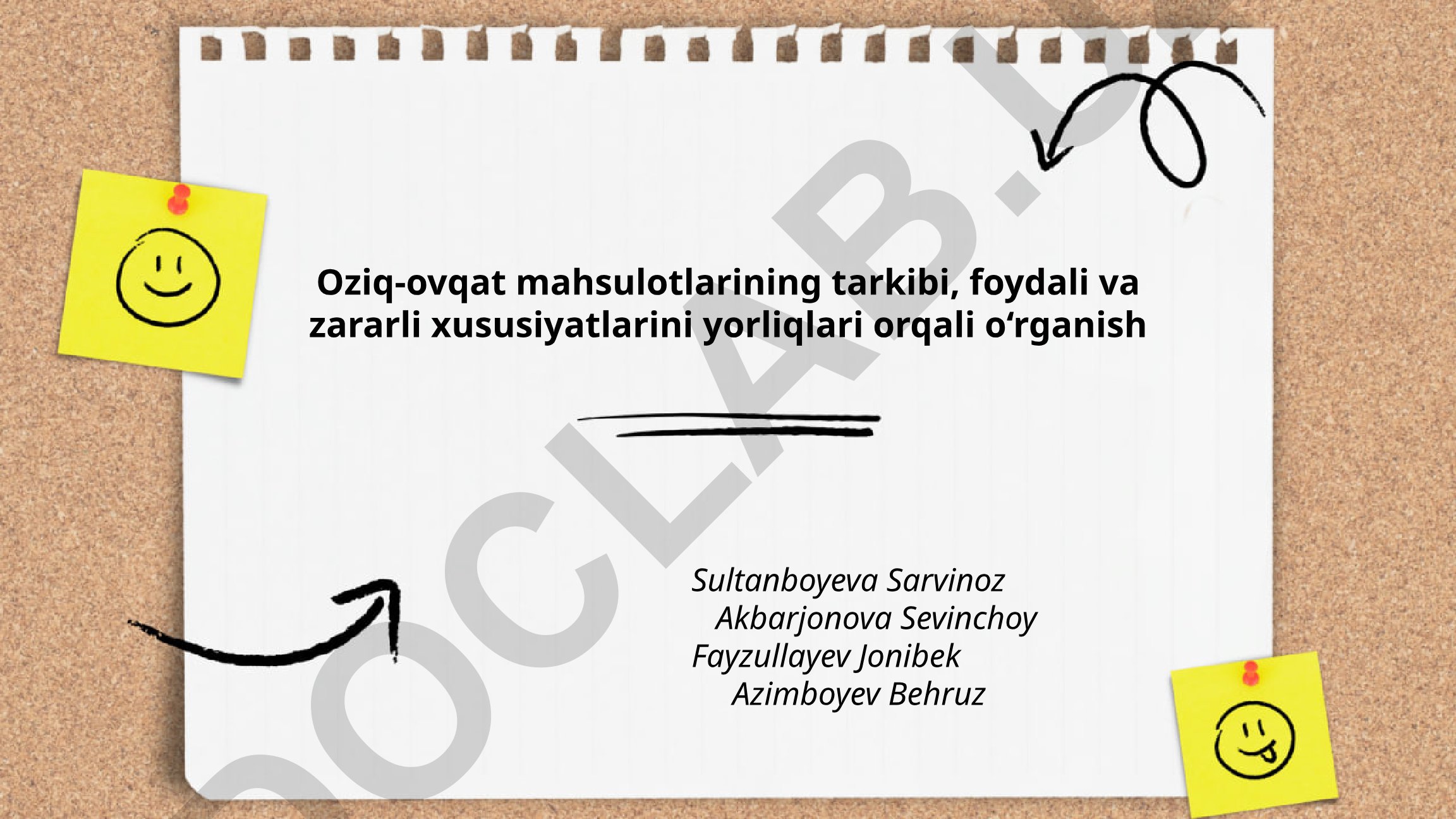 Oziq-ovqat mahsulotlarining tarkibi, foydali va zararli xususiyatlarini yorliqlari orqali o‘rganish