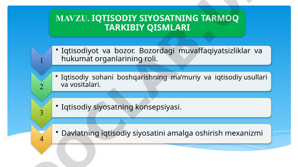 Iqtisodiy siyosatning tarmoq tarkibiy qismlari