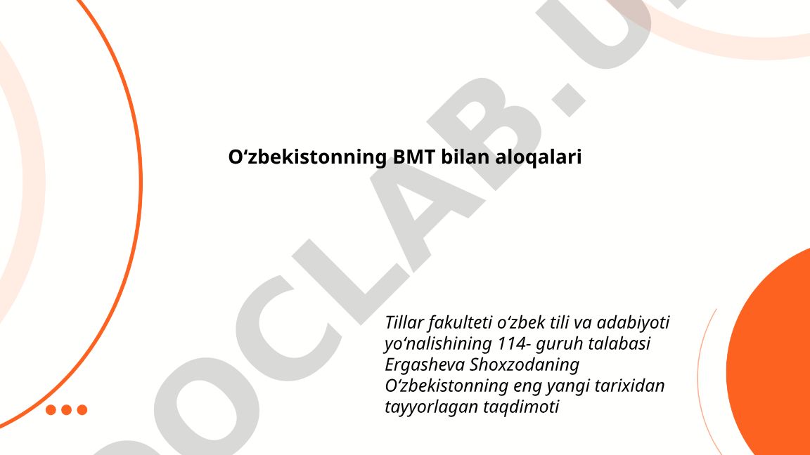 Oʻzbekistonning Birlashgan Millatlar Tashkilotiga aʼzoligi va aloqalari
