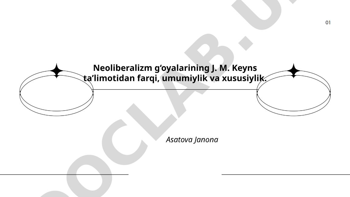 Neoliberalizm g'oyalarining J. M. Keyns ta'limotidan farqi, umumiylik va xususiylik