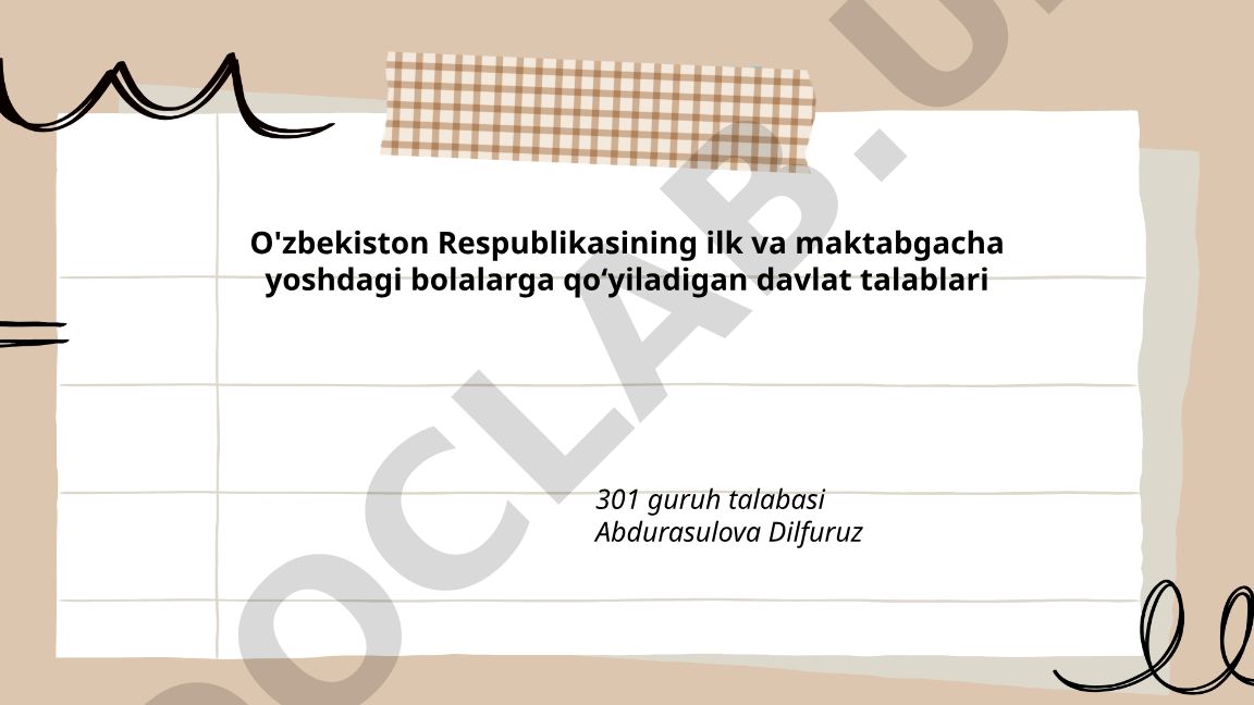 O'zbekistonda maktabgacha ta'limning huquqiy asoslari va standartlari