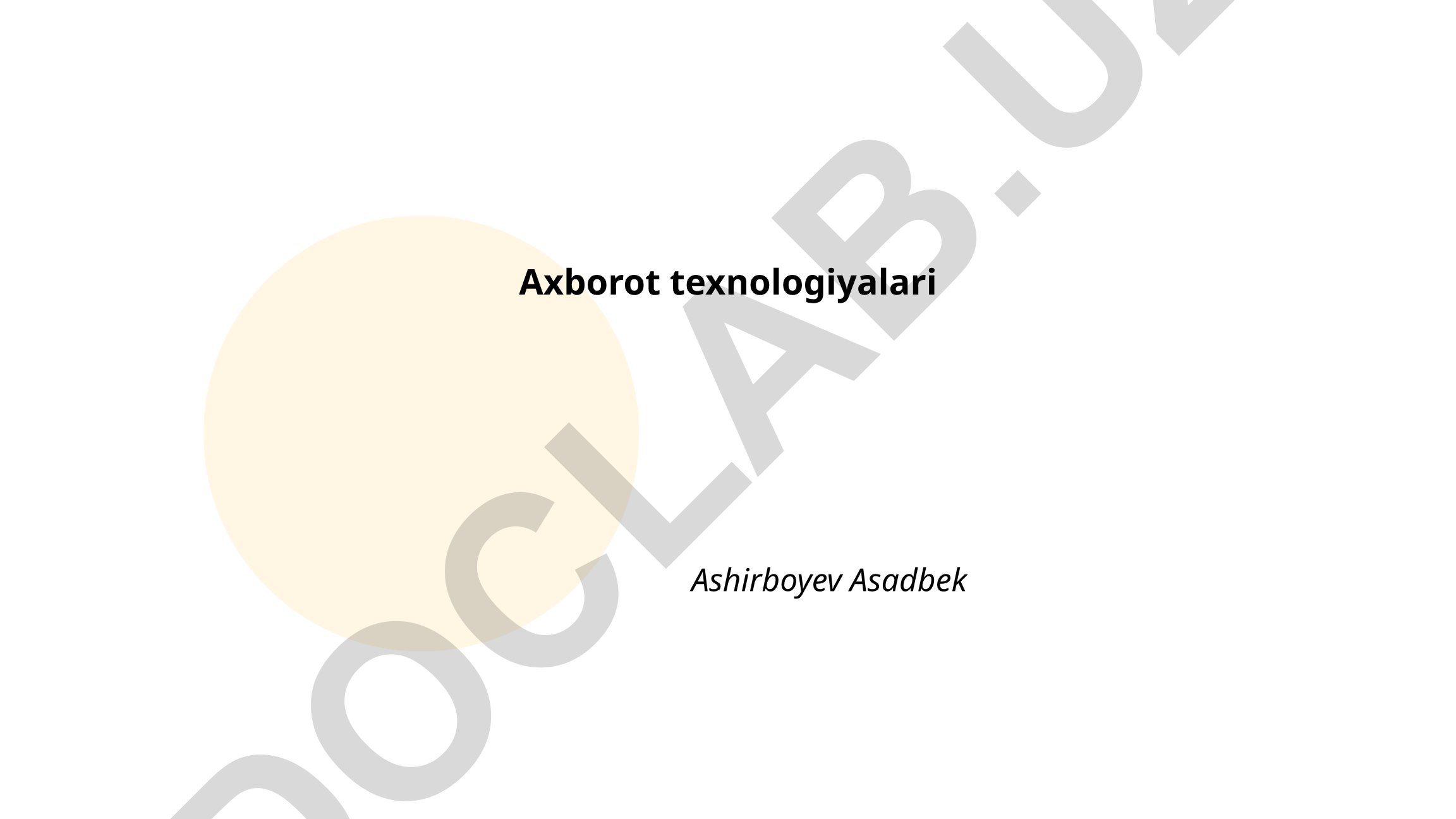 Axborot tizimlari, sun'iy intellekt va ma'lumotlar bazalari
