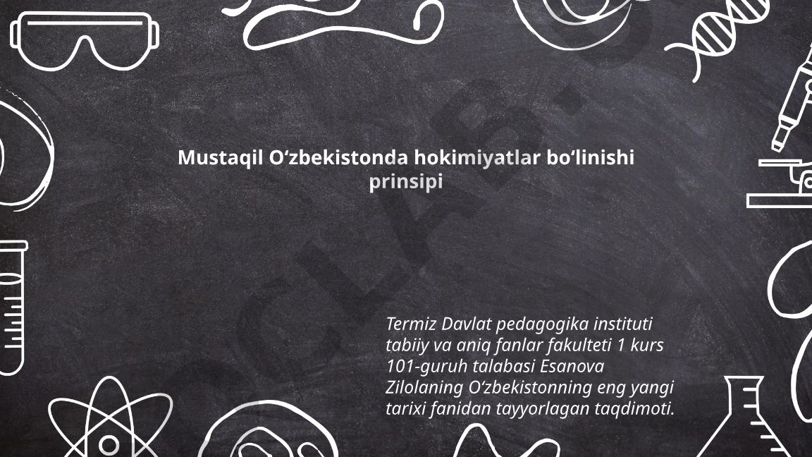 Mustaqil Oʻzbekistonda hokimiyatlar boʻlinishi prinsipi
