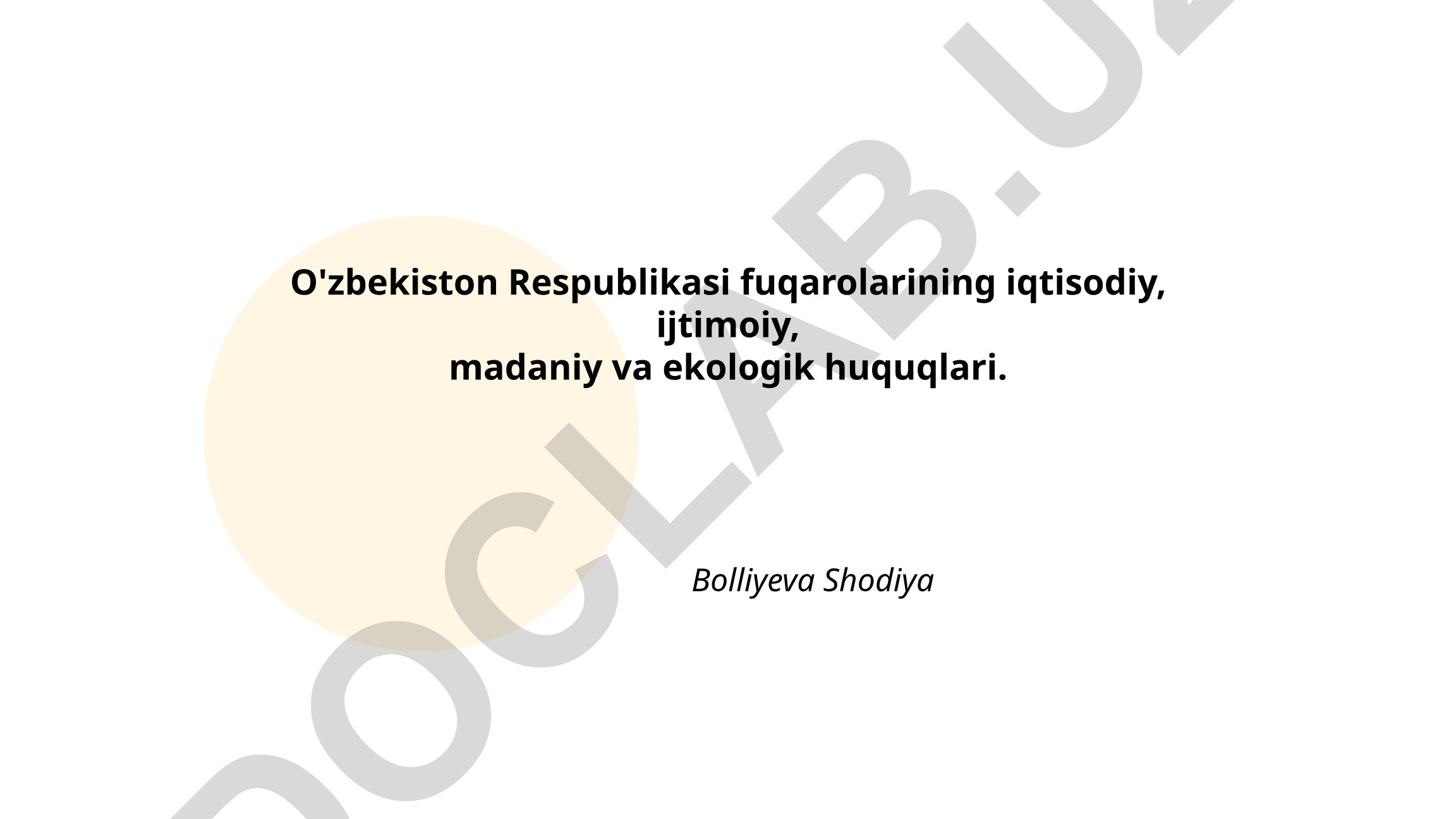 O'zbekiston Respublikasi fuqarolarining iqtisodiy, ijtimoiy, madaniy va ekologik huquqlari