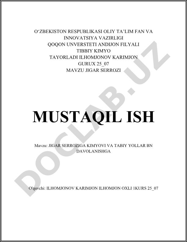 Jigar sirroziga kimyoviy va tabiiy yo'llar bilan davolanish