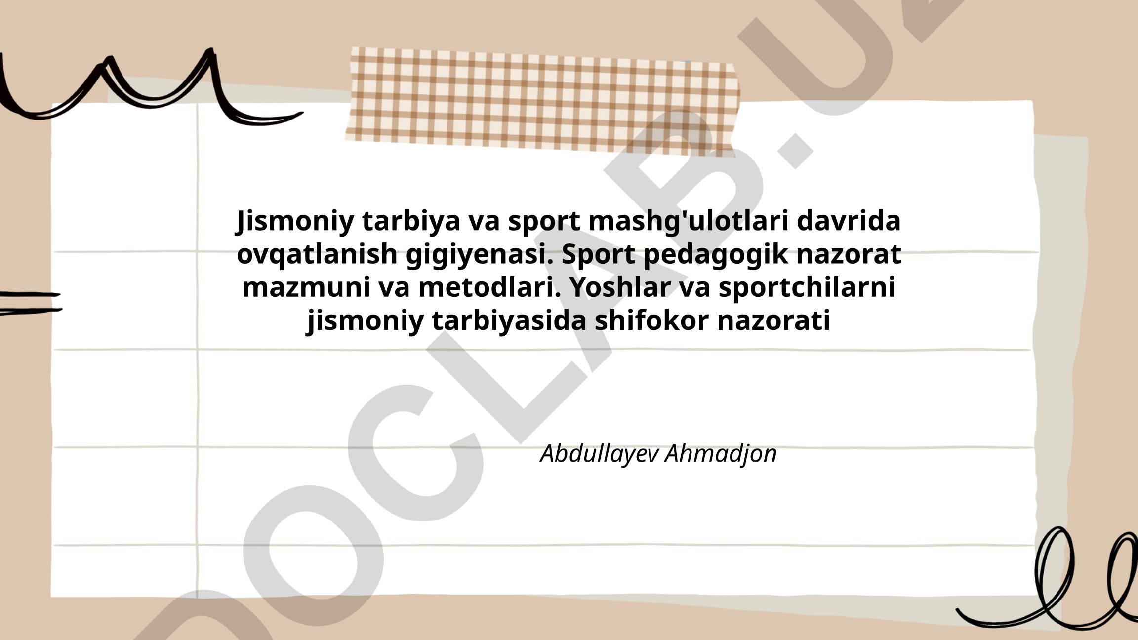 Jismoniy tarbiya va sport mashg'ulotlarida ovqatlanish gigiyenasi va nazorat metodlari