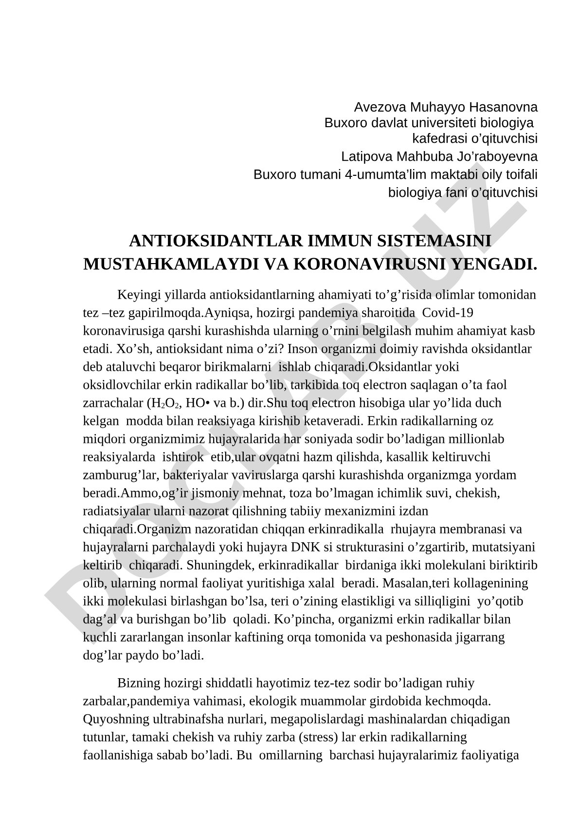 Antioksidantlar immun sistemasini mustahkamlaydi va koronavirusni yengadi