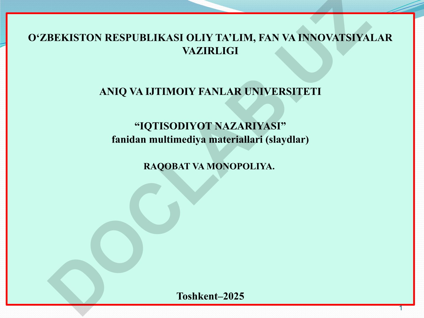 Raqobat va monopoliya iqtisodiy nazariyasi