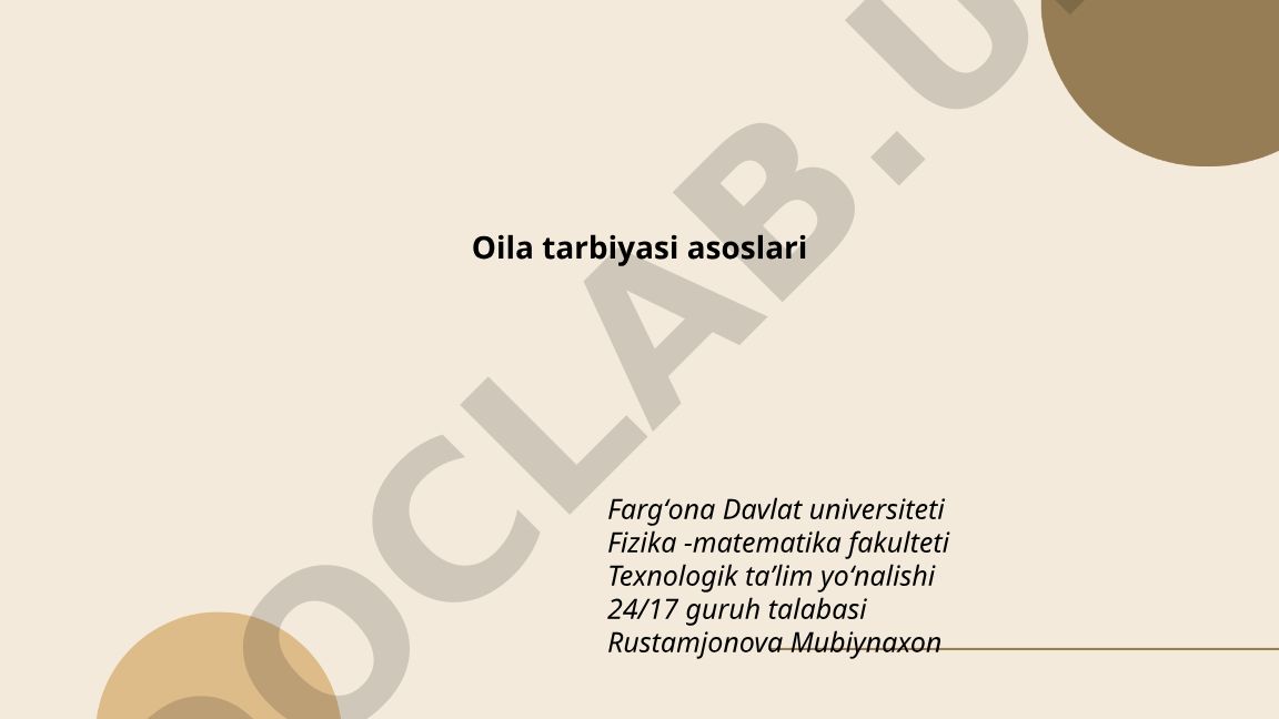 Oila tarbiyasi asoslari