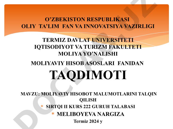 Moliya hisobot ma'lumotlarini talqin qilish