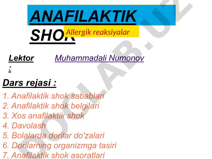 Anafilaktik shok: sabablari, belgilari va davolash