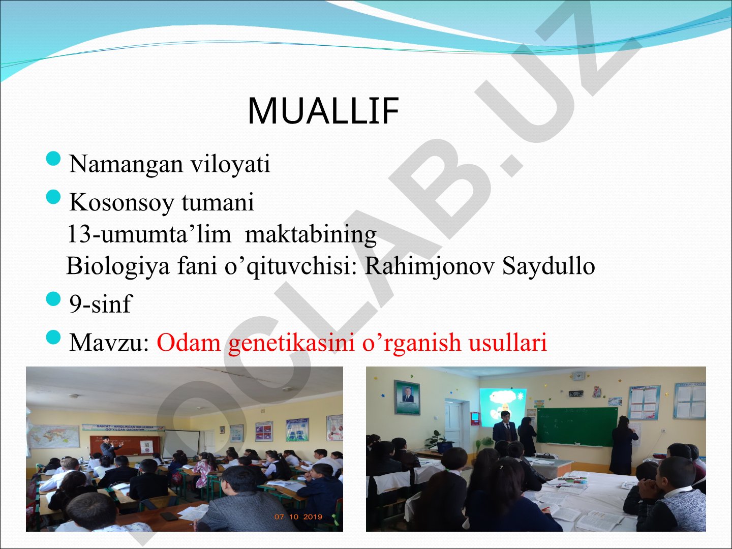 Odam genetikasini o'rganish usullari