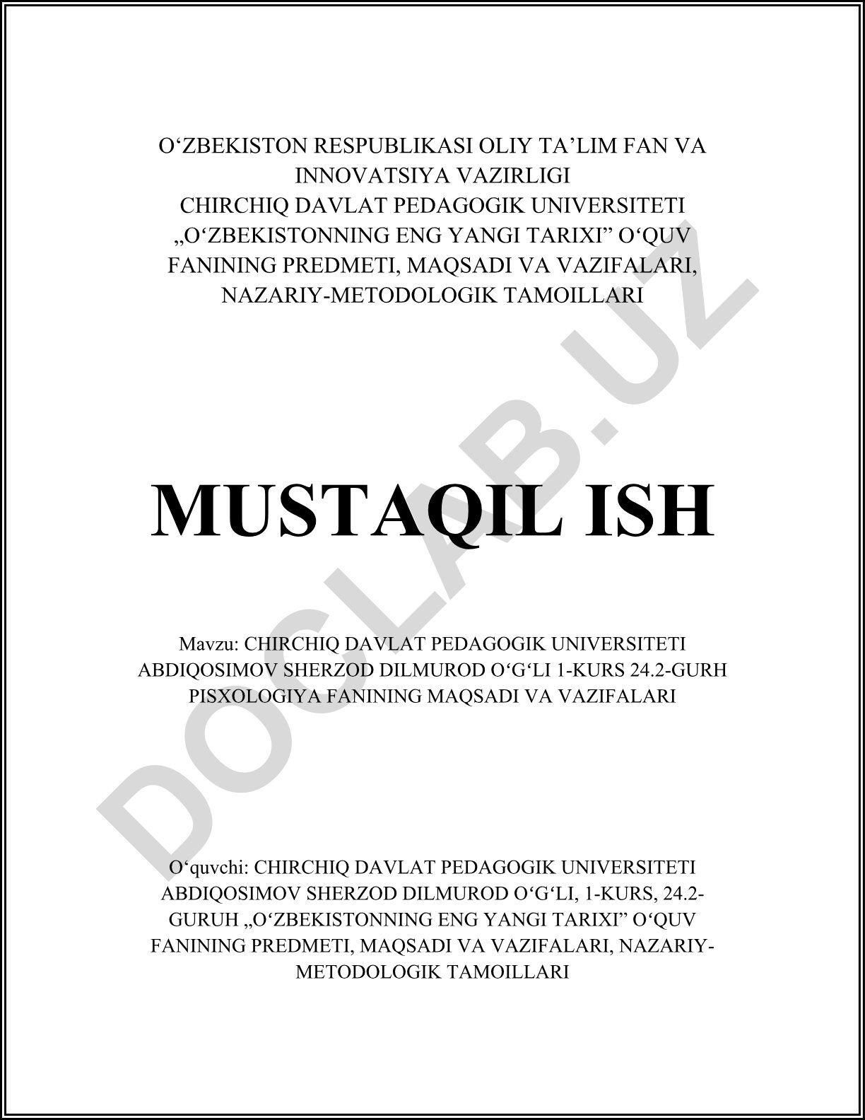 Psixologiya fanining maqsadi, vazifalari va nazariy-metodologik tamoyillari