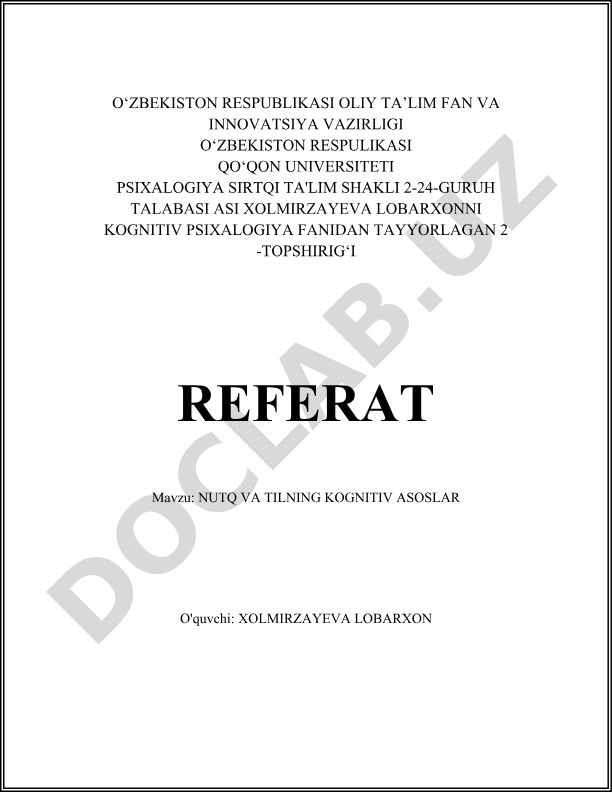 Nutq va tilning kognitiv asoslari