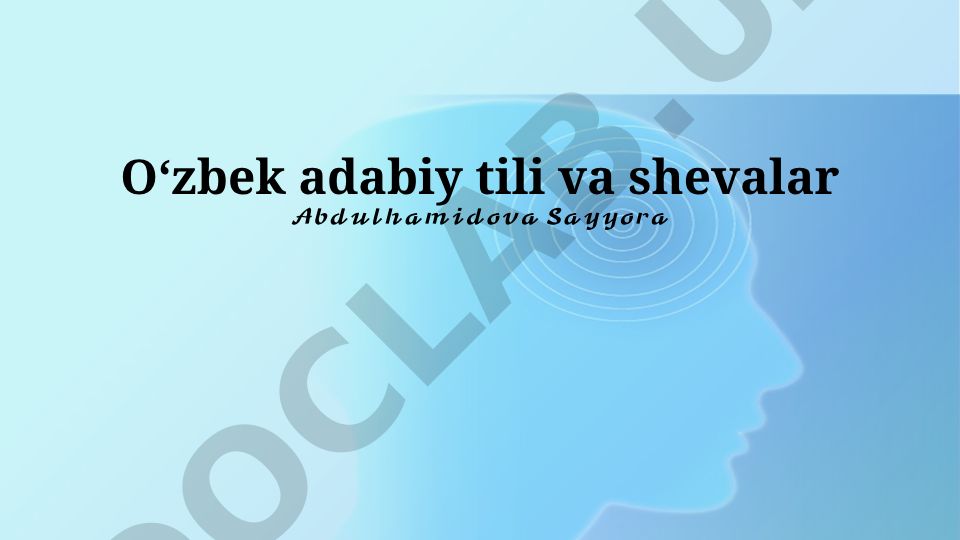 O'zbek adabiy tili va shevalar