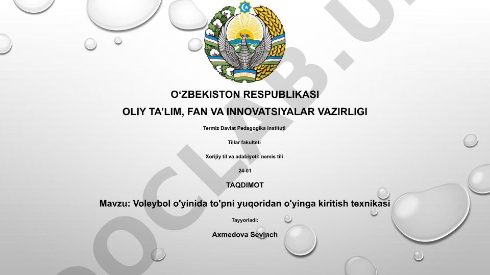 Voleybol o'yinida to'pni yuqoridan o'yinga kiritish texnikasi