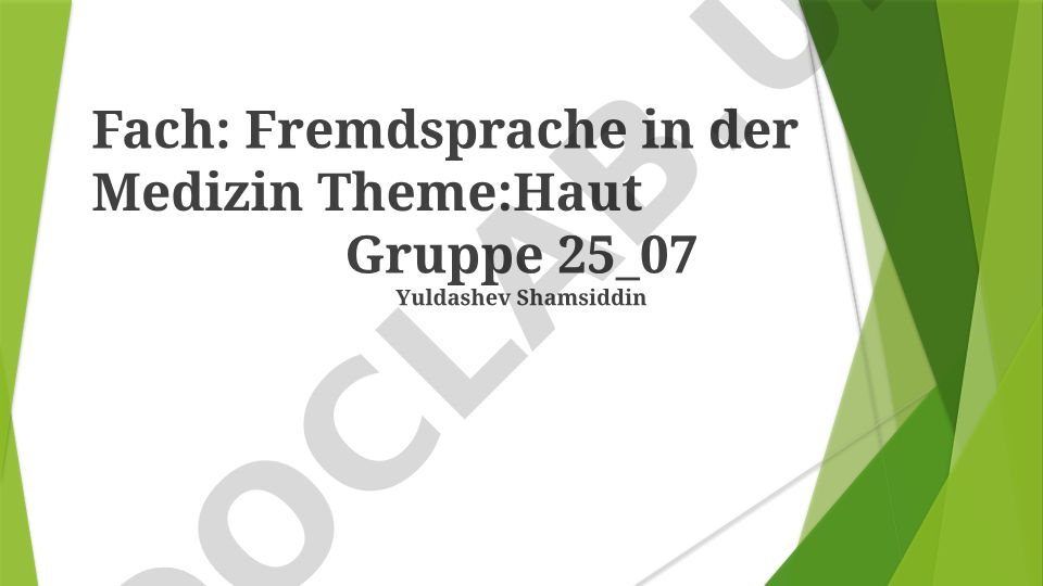 Fremdsprache in der Medizin: Haut